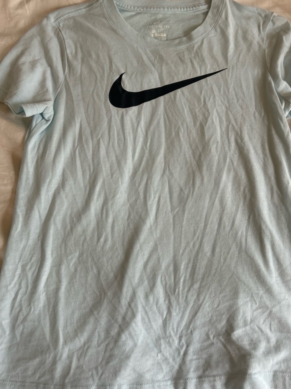 Nike Light Blue Crew T-Shirt with Black Swoosh